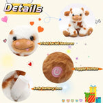 9.8" Light-Up Plush Cow Toy, Soft Brown & White Glowing Cow Stuffed Animal, Night Companion For Kids, Cute Bedroom Decor, Birthday For Boys Girls Friends