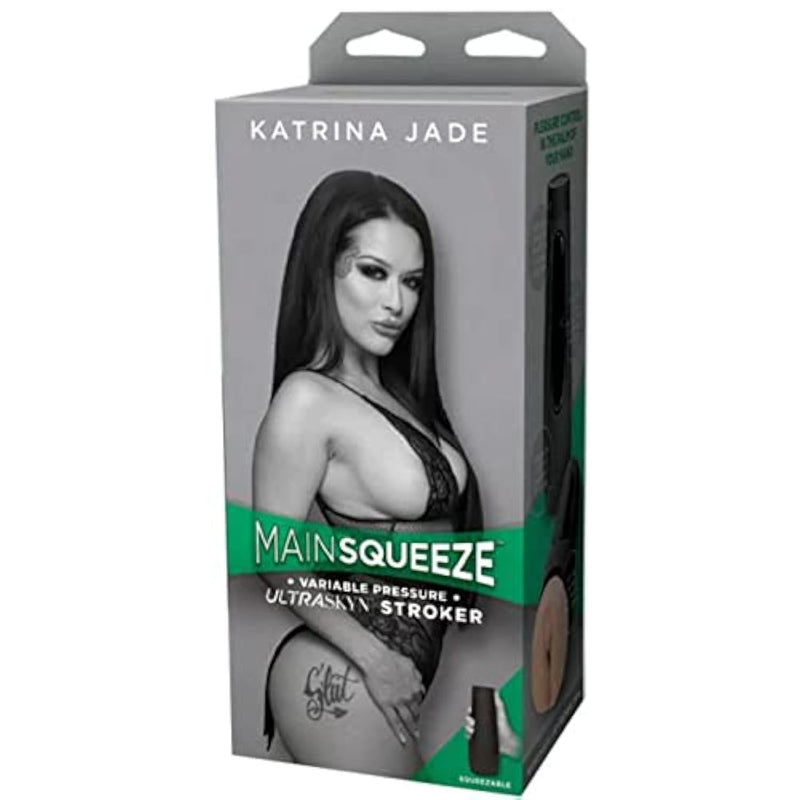 Doc Johnson Main Squeeze - Katrina Jade - Squeeze Plate for Precise Pressure - Twist End Cap to Control Suction - Discreet Premium Stroker - Male Masturbator, Vagina, Vanilla (5200-21-AM)