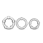 Adult Sex Toys – Stay Hard Beaded Cock Ring Set – Super Elastic Erection Enhancer Penis Rings – Tear Resistant – One Size Fits All – Sexual Wellness Pleasure For Men, Couples – Clear