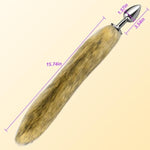 Realistic Fox Tail Anal Plug For Women Stainless Steel Butt Plug With Safety Base Adult Fantasy Sex Toys For Cosplay Bdsm Role Play