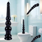 12.4Inch Long Anal Bead Butt Plug, Soft Flxible Thread Head Anal Dildo, Smooth Three Gradual Large Bead Shape Anal Plug Sex Toy With Suction Cup For Men Women Couple