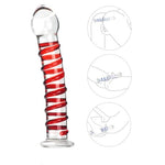 Crystal Anal Dildo Glass Buttplug Anal Sex Toys for Couples,Realistic Dildo Anal Plug with Red Raised Spiral Texture,G-Spot Glass Dildos Prostate Massager Sex Novelties Adult Sex Toys for Women Men