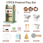 Kids Wooden Coffee Maker Toy,Coffee Machine Playset With Grinder,Play Coffee Making Routine,Stimulates Imaginative Pretend Play And Life Skills,Birthday Gift For Toddler Boy Girl,17Pcs
