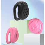 Small Pink Chastity Cage for Men with 4 Rings, Dark Lock Design, Couples Bondage Sex Toy