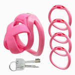 Male Chastity Cage,Male Chastity Cage Devices - New Ergonomics Lightweight Cock Cage For Man Penis Bondage, Pink Small Chasity Lock Cage With 4 Sizes Rings, Bdsm Sex Toys For Men (Small Cage)