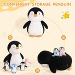 5 Pieces Penguin Stuffer Animals Set, Giant 16 Inch Mommy Penguin Plush Toy With 4 Cute Babies Plushies In Her Zippered Tummy, Gifts For Kids Girls Boys, Birthday, Christmas