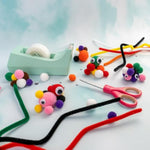 300pcs Craft Pack Green Mix Pipe Cleaners Pompoms Googly Eyes Set Arts and Crafts School Supplies
