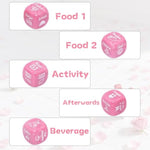 Date Night Dice In Pearl Pink, Couples Gift With 6 Dice, Board, Stickers & Satin Bag For 1 10Th Anniversary Wedding Bridal Shower Engagement Bachelorette Girlfriend Wife Women & Her Birthday
