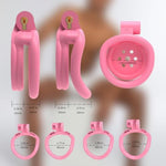 Flat Chastity Cage Male With 4 Penis Rings Lightweight Chasity Device In Invisible Lock Design Small Cock Cages Sm Sissy Sex Toys For Men, Couples (I Generation,Pink)