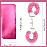 Bdsm Kit Sexy Plush Toy Handcuffs With Keys And Satin Bandage Blindfold Eye Mask Bedroom Or Party Supplies For Lover Couple And Newcomer To Sm Games(Pink)