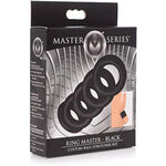Ring Master Custom Ball Stretcher Kit | 5 Stretchy Silicone Rings For Progressive Tension & Fit | Body-Safe & Flexible | Use Individually Or Stack Together | Black