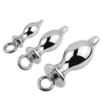 Metallic Silver Ring Anal Plug Vestibular Anal Dilator Butt Plug Anal Trainer Toys Fetish Anal Plug Sex Tools(L)