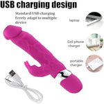 Silicone Vibrator For Women Realistic Rabbit Vibrator With 10 Powerful Vibration Modes G-Spot Stimulation Clitoral Massager Waterproof Rechargeable Vibrating Huge Dildo Adult Sex Toy For Couple(Red)