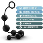 - Blush Anal Adventures Platinum - Advanced 16 Inch Large Puria Silicone Anal Beads - Ultrasilk Smooth - Sturdy Retrieval Ring - Flexible - Graduated Beads For Comfort, Sex Toy - Black