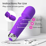 Mini Clitoral Vibrator Female Av Wand Women G-Spot Stimulator Sex Toy Vibrator Rechargeable Powerful Vibration Clit Labia Massager Orgasm Waterproof Adult Couples(Purple)