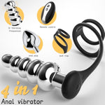 Anal Beads Vibrating Penis Ring Stimulator, Remote Control Wearable Vibrator Anal Plugs Sex Toys, Anal Trainer Silicone Butt Plug With Cock Rings For Men Adult Couples