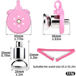 Pink Male Flat Sissy Chastity Device Sex Toy Set Whit 4 Rings & Belt, Inverted Negative Chastity Devices Locked Small Cock Cage Adult Penis Sm Bondage Sex Toys For Gay Men Professionals