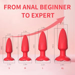 Silicone Anal Plug, Pack Of 4 Butt Plugs Training Set For Beginners Advanced Users, Prostate Sex Toys For Men,Women Couples(Red)