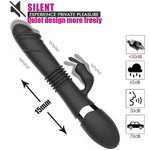 Silicone G Spot Rabbit Vibrator Dildo For Women Clitoral Butt Nipple Stimulator With 10 Powerful Vibration Thrust And Lick Modes Rechargeable Thrusting Vibrators Adult Sex Toys For Couple(Black)