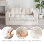 Bean Bag Chair For Adults, Upholstered Floor Sofa With Armrests, Loveseat Boneless Couch With Tufted Cushion & Backrest, Sofa In A Box, Large Bean Bag Couch For Bedroom Living Room, Beige