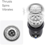 Male Spinning Masturbator - Usb Rechargeable, 5 Thrust & 9 Vibration Modes, Realistic Textured Sleeve, Hands-Free Pleasure Device 10"X 2.5" Male Adult Toy Masturbator