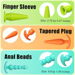 3Pcs Colorful Anal Training Kit Adult Sex Toys, Beginner Anal Plug Trainer Butt Plug Includes Finger Sleeve, Tapered Plug & Anal Beads For Anal Play Prostate Massager Sex Toys For Men Women Couples