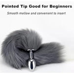 Tail Plug Anal Butt Plug, Butt Plug Faux Fur Tail Anal Sex Toys Buttplug Wolf Tail Toys Stainless Steel But Plug Butt Toys Sex Toys For Women Cosplay Adult Sex Toys For Women Men Couple (Grey)