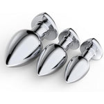 Luxury Metal Anal Butt Plug, Fetish Heart Shaped Anal Trainer Jewel Adult Sex Toys For Woman Men Couple (Blue M)