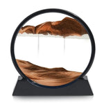 12 Inch Moving Sand Art Decor with Wooden Base & Black Frame for Desk