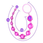 Blush Basic Beads - 12 Inch Non Porous Body Safe Anal Beads - Smooth And Seamless - Graduated Beads Up To 1" Maximum Width - Beginners Anal Play Sex Toys For Women Couples - Clear Pink