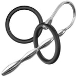 Urethral Sounds For Experienced Toy Users Diameter: 0.31 Inch Stainless Steel Wave Shaped Urethral Dilator For Long Term Wear Penis Plug With 2 Rings Sex Toy For Men Masturbation
