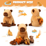 5 Pcs Capybara Stuffed Animals 15.75'' Capybara Mommy With 4 Cute Babies Set Soft Plushies For Girls Birthday Christmas Party Gift(Sitting)