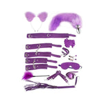 12 Pcs Bdsm Kit, Bondage Restraints Set Anal Butt Plug Tail Nipple Clamps Blindfold Handcuffs Collar Paddle Sex Toys For Couple Purple