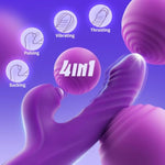 4In1 Purple Rabbit Vibrator Thrusting Dildo For Women G Spot Vibrator Clitoral Stimulator Sex Toys Dildos Vibrator With 10 Vibration 7 Thrust Mode With Licking, Adult Sex Toy For Women And Couple