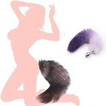 Purple-White Tail Anal Plug Sexual Set, Sex Toy Of Butt Plug With Tail For Cosplay (Purple Tail, Small)