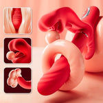 Rabbit Thrusting Vibrator G Spot Massager With Tongue Anal Clitoral Stimulator 5 Vibration Modes With Thrust And Nibbling Silicone Dildo Sex Toys For Women And Couples