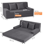 Folding Futon Couch Queen – Boneless Corduroy Sofa Bed, Convertible Foam Floor Lounger With Pillow & Washable Cover, Foldable Sleeper For Living Room, Bedroom, Guest Space