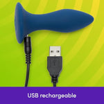 Ignite Vibrating Butt Plug - 3 Inch Silicone Anal Toys For Men With Travel Lock - 17 Vibration Modes & 3 Speeds - Male Prostate Massager - Rechargeable Adult Sex Toy - Couples Gift - Blue