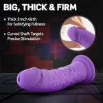 Blush Ruse Jammy 8" Silicone Dildo For G-Spot Stimulation - Ultrasilk Girthy Pleasure Hyper-Realistic Cock - Sturdy Suction Cup Base - Body-Safe Adult Sex Toy Penis For Women, Men & Couples - (Purple)