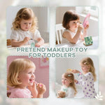 Wooden Makeup Toy Set Pretend Makeup For Toddlers 3-5 With Stickers/ Headscarf/ Mirror/ Perfume/ Powder/Bag, Wooden Makeup Kit Wooden Makeup Toy Set For Girls Birthday Gifts For Kids