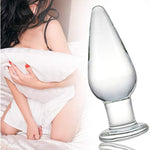 Glass Anal Butt Plug, Crystal Anal Trainer Sex Toys With Long Neck, 4.9 X 1.77 Inch Unisex Bum Plug For Men Women (L)