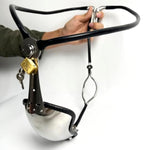 Stainless Steel Chastity Belt Device Invisible Cock Penis Cage Adjustable Bdsm Men Bondage Lockable Underwear With Hole ? (Black, 90-120Cm)