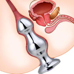 Metal Anal Beads Jeweled Base Long Anal Plug With 2 Beads For G-Spot Stimulation Prostate Massage Adult Sex Toy For Men Women