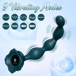 Rose Sex Toy Anal Beads,Vibrating Butt Plug With 9 Modes,Prostate Massager For Women & Men,Waterproof Silicone Rose Toy Sex Stimulator For Adult (Navy Blue)