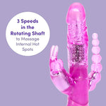 Jessica Triple Rabbit Vibrator - 4 Inch Vibrator For Women With Anal Beads - 7 Patterns & 3 Speeds - Adult Sex Toy - Waterproof - Pink