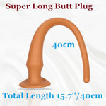 Super Long Anal Butt Plug, 16'' Huge Ox Tail Silicone Soft Large Anal Dildo Plug With Scale Readings, Anal Training Set, Anal Sex Game For Anus Vagina Stimulation (16 Inches?Medium)