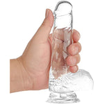 Lifelike Lover Luxe Realistic Dildo - 7.9 Inch Huge Silicone Dildo With Strong Suction Cup - Crystal Jelly Dildo - L Transparent