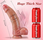 11.4 Inch Realistic Huge Thick Dildo Sex Toy, 7.9 Inch Girthy Giant Flesh Dildo, Soft Skin-Like Big Flesh Silicone Dildos for Vagina Stimulation - Adult Sex Toys for Couples, Men, Women