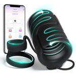 Male Sex Toys For Men Vibrator, 9 Vibrating Stretchy Male Masturbator With 2 Cock Penis Ring, App & Remote Control, Penis Trainer Sex Machine Vibrators For Men Couple, Adult Sex Toys & Games Stroker
