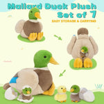 6Pcs Plush Duck Toys Duck Stuffed Animals Bulk Large Stuffed Mallard Mom With 4 Ducklings & Eggs Inside - Farm Animals Party Favors Baby Shower Decorations Christmas Birthday Gifts
